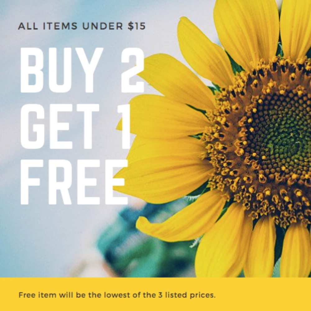 Buy 2, Get 1 FREE! (Items $15 and below)